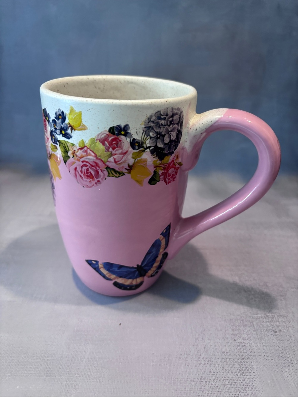 Pink Floral Butterfly Ceramic Mug
